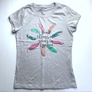 Freeze girls' gray feather graphic t-shirt, large